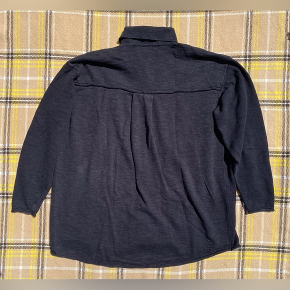 Free People Beach Dark Grey Wooden Button Front Oversized Collared Knit Cardigan - Picture 5 of 7